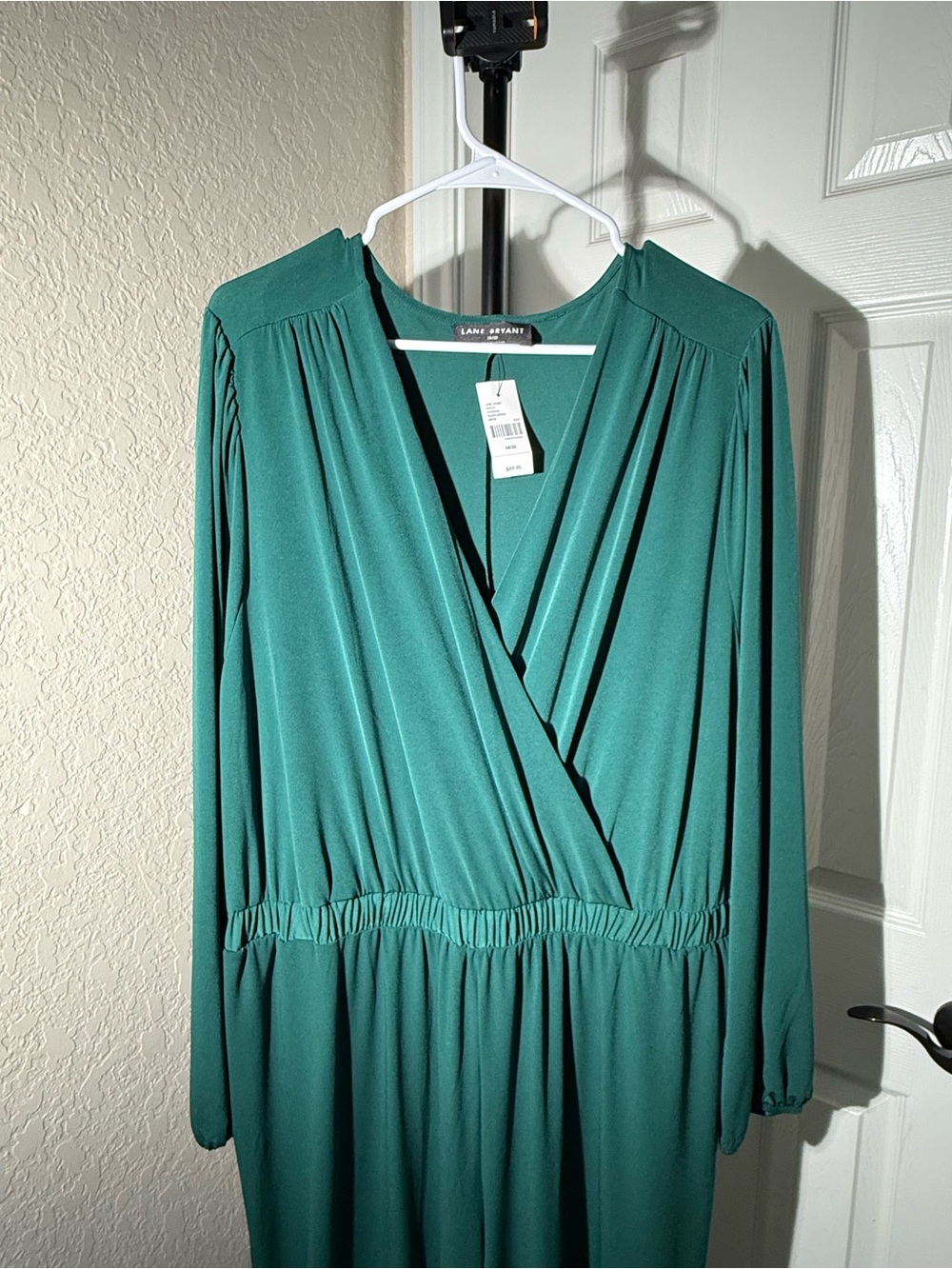 Lane Bryant Green Surplice Long Sleeve Wide Leg Jumpsuit - NWT - Picture 5 of 11
